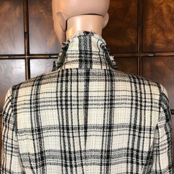 G by Giuliana Ivory Plaid Finge Trim Royal Crest Button Double Breasted Jacket - Picture 9 of 16